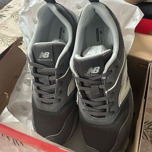 New Balance Men's Charcoal and White Sneakers